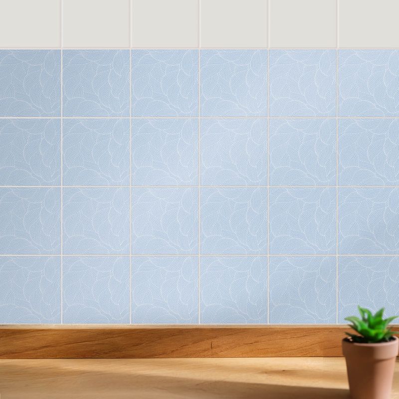 Naklejki dekoracyjne na ścianę Wallfluent 10x10 cm Delikatne faliste linie do kuchni i łazienki 24 szt.