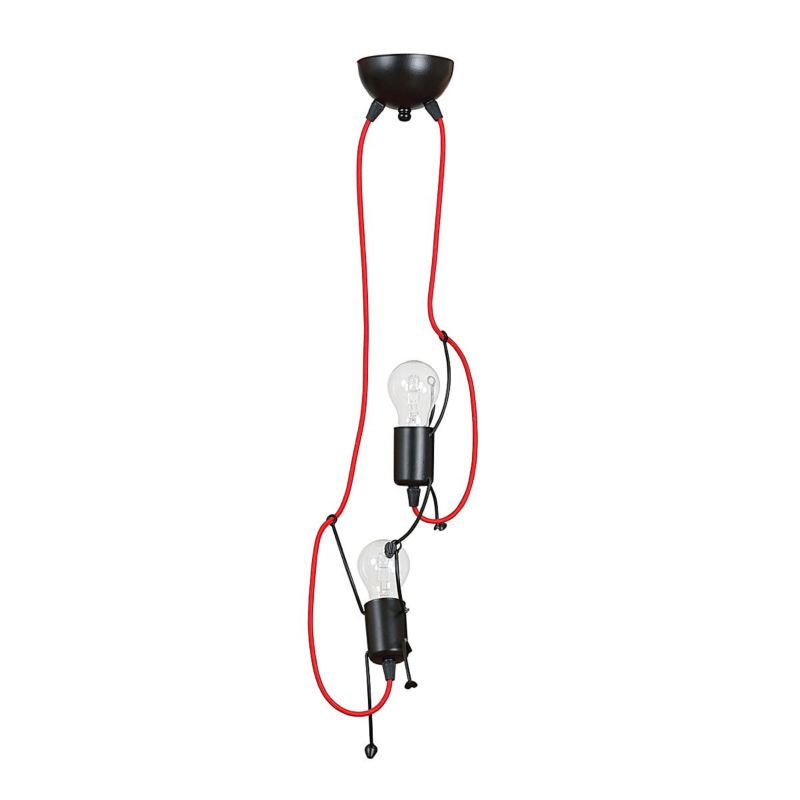 Lampa sufitowa Emibig Bobi czarno-czerwona wym: 60 x 20 x 20 cm 2xE27 x 15W 1 szt.