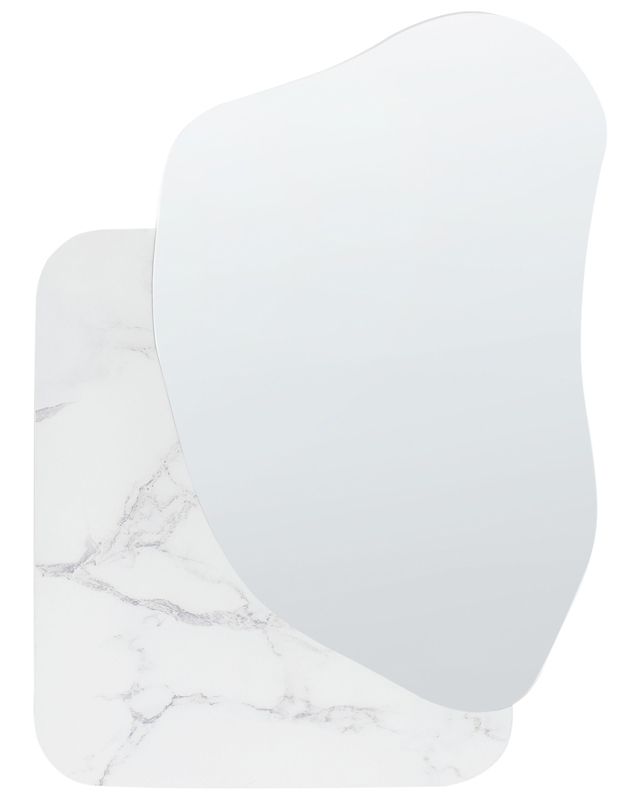 Lustro ścienne Arvert 60 cm 80 cm Biały marmur 1 szt.
