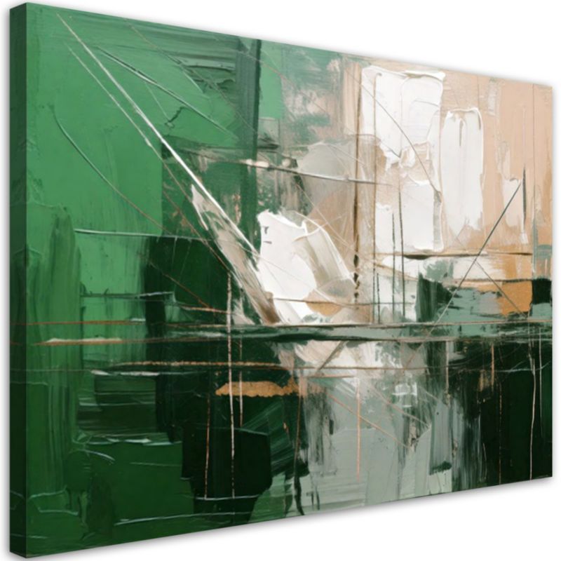 Abstrakcyjny nowoczesny obraz do salonu Feeby Zielono beżowy 60x40cm 1szt