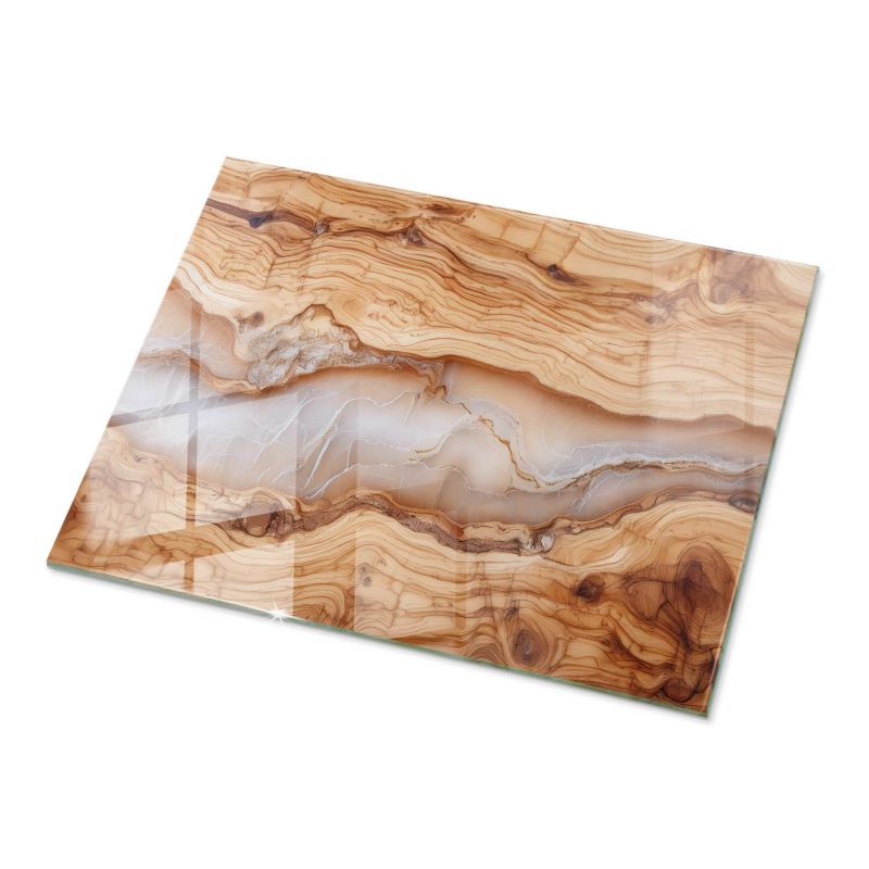 Blat szklany Tulup 80x60 cm Naturalne drewno z żywicą 1 szt.