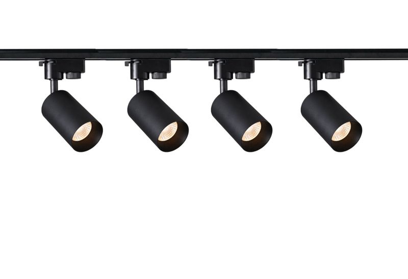 Zestaw Szynoprzewód EDO 1m czarny + 4x Lampa MALGA T Black + Końcówka zasilająca czarna + Zaślepka czarna 1kpl