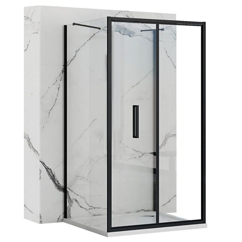 Kabina Prysznicowa Przyścienna Rapid Fold Black 90X90X195Cm 1 Szt