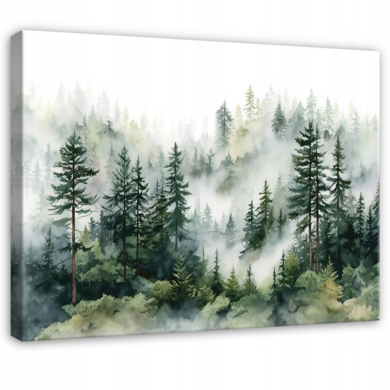 Obraz Las We Mgle Natura WALLARENA 100x70 cm Obraz Ścienny Do Sypialni Salonu Na Płótnie Canvas 1 szt.