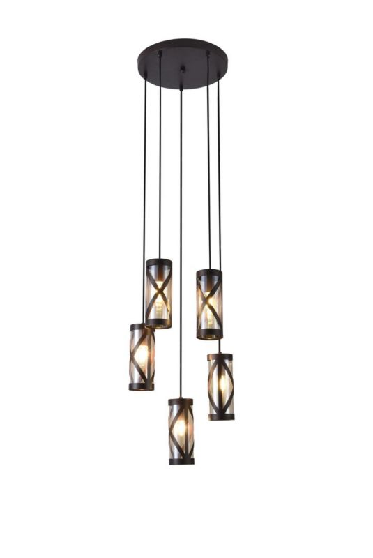 Lampa wisząca Rabalux Oberon 3401 brązowo-bursztynowy industrialna 5xE14 x 1 szt.