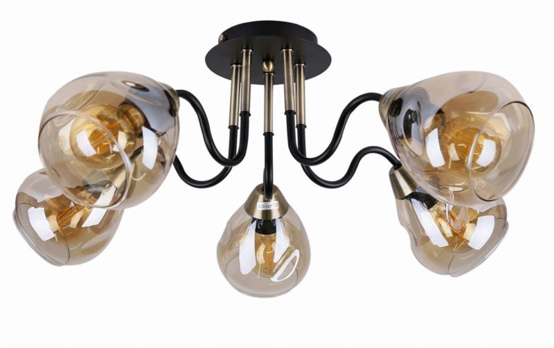 Lampa sufitowa wisząca Candellux Unica czarno-złota wym: 26 x 64 x 64 cm 5xE27 x 40W 1 szt.