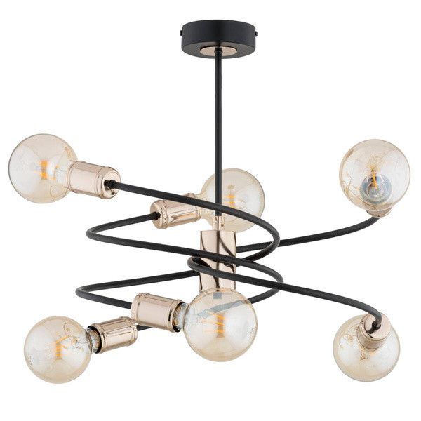 Lampa sufitowa wisząca Alfa Disco 2332 czarna-stare złoto industrialna 6xE27 x 15W 1 szt.