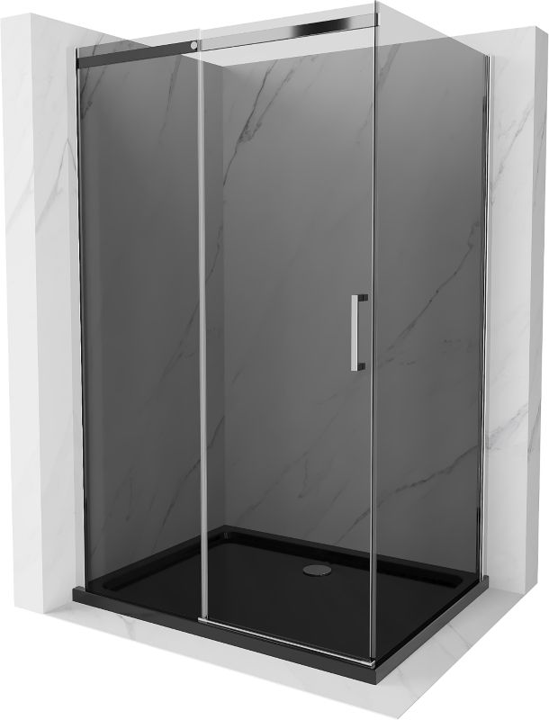 Kabina prysznicowa Mexen Omega rozsuwana 100 x 80 cm grafit chrom + brodzik Flat czarny