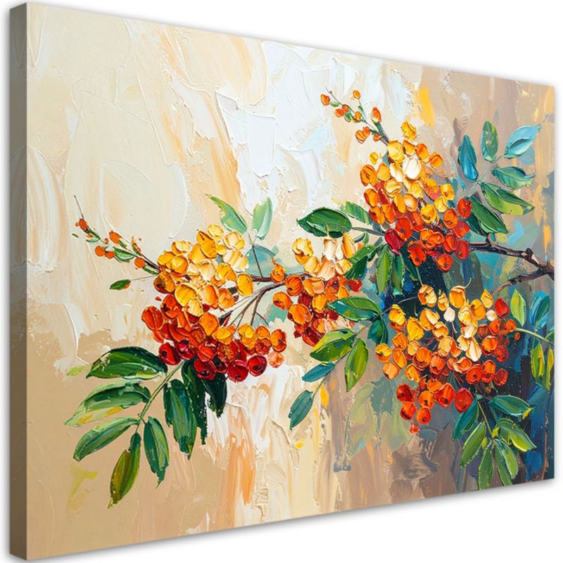Obraz do salonu kuchni Feeby Jarzębina Rośliny na beżowym tle 60x40cm 1szt