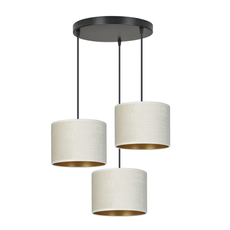 Lampa sufitowa Emibig Hilde czarno-beżowa-złota tekstylne abażury 3xE27 x 15W 1 szt.