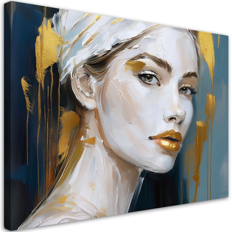 Obraz do salonu nowoczesny Feeby Portret kobiety złoty glamour 90x60cm 1szt