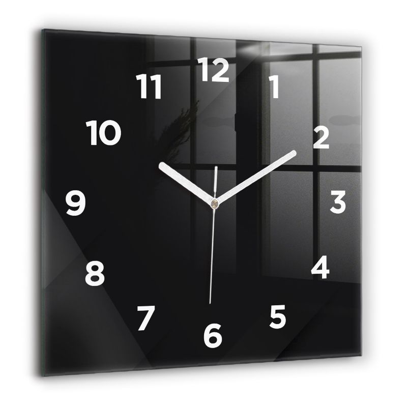 Zegar z białymi wskazówkami Wallfluent 60x60 cm Ciemna ściana wzór Szklany 1 szt.