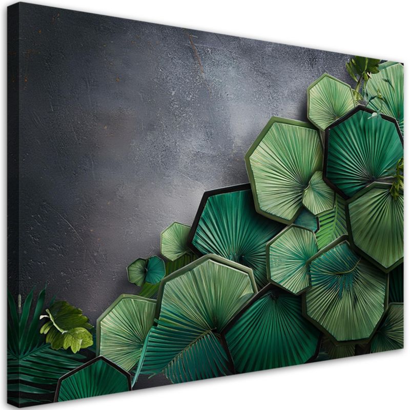 Obraz na płótnie Feeby Heksagon Liście Beton 60x40cm 1szt