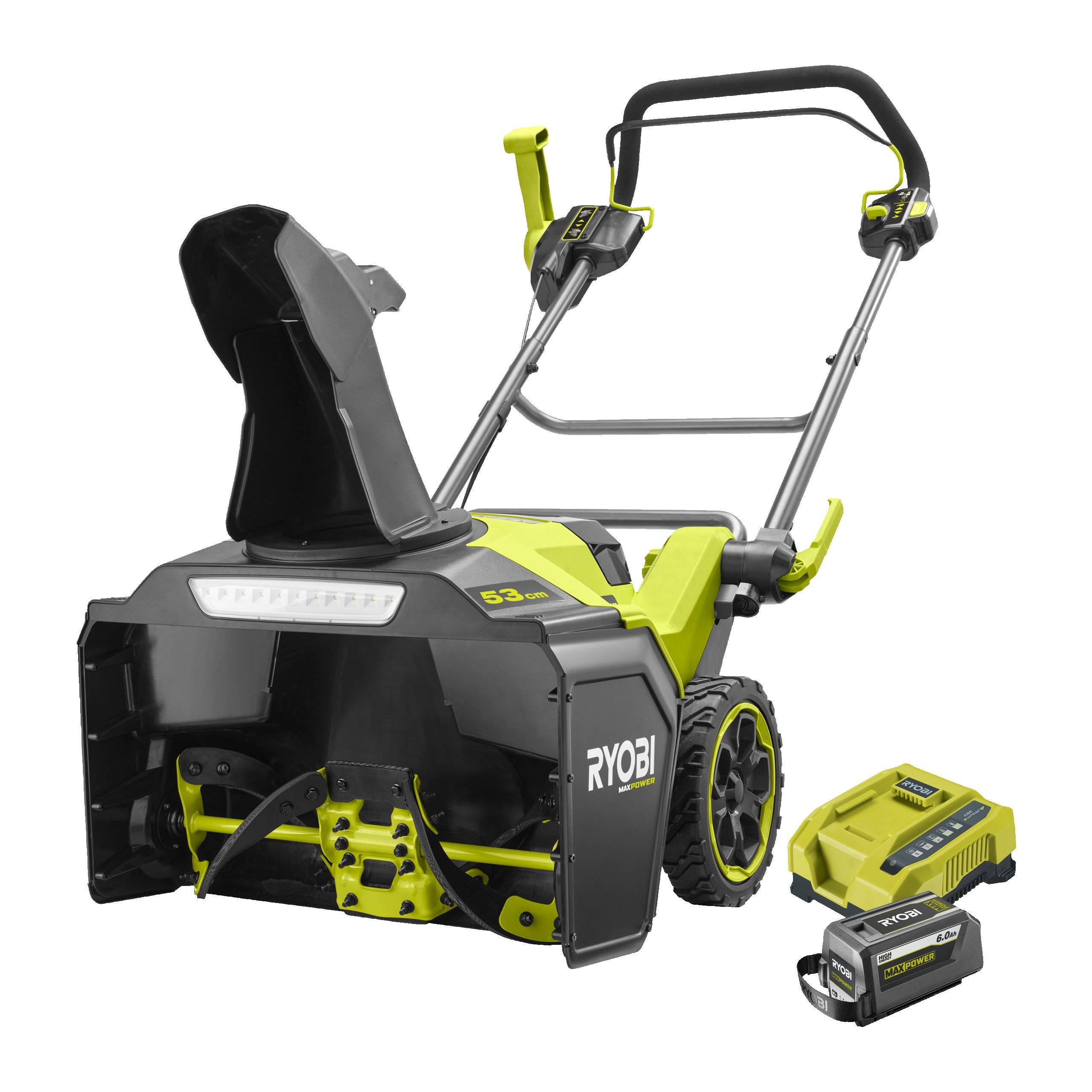 Bezszczotkowa odśnieżarka MAX POWER 53cm z wspomaganiem ślimaka (1x 6.0Ah)