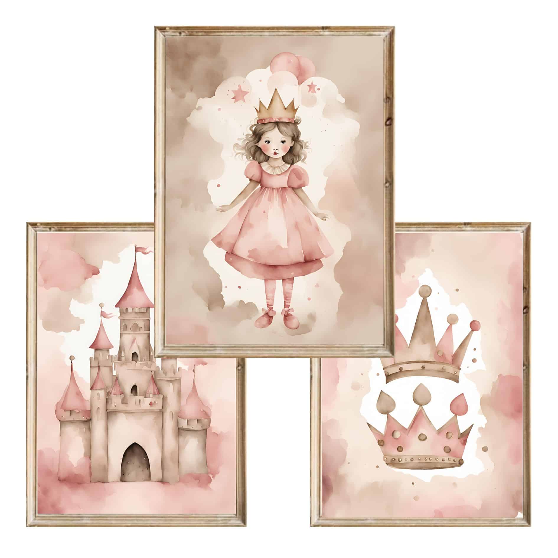 Zestaw trzech plakatów dla dzieci Princess - A4