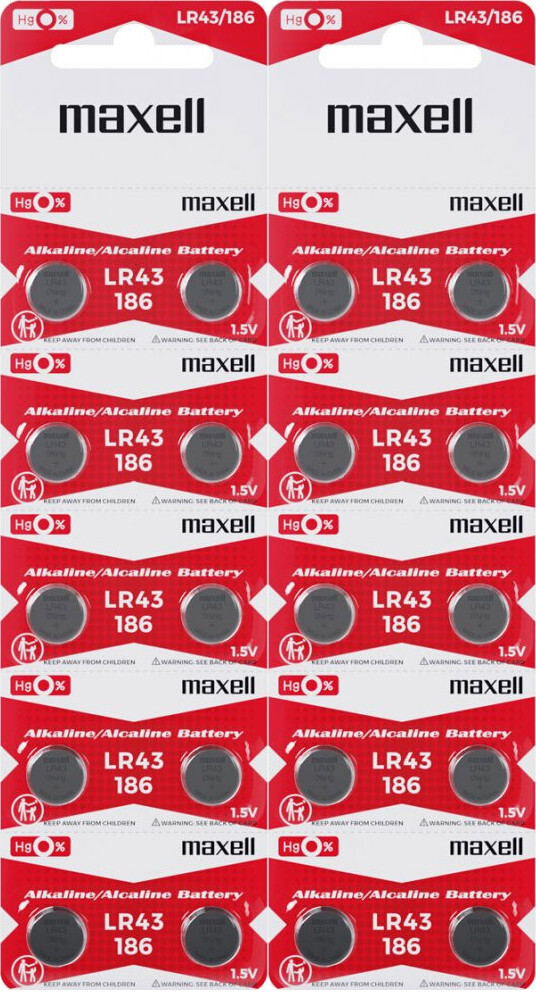 2x Bateria alkaliczna Maxell, LR43, 10 sztuk