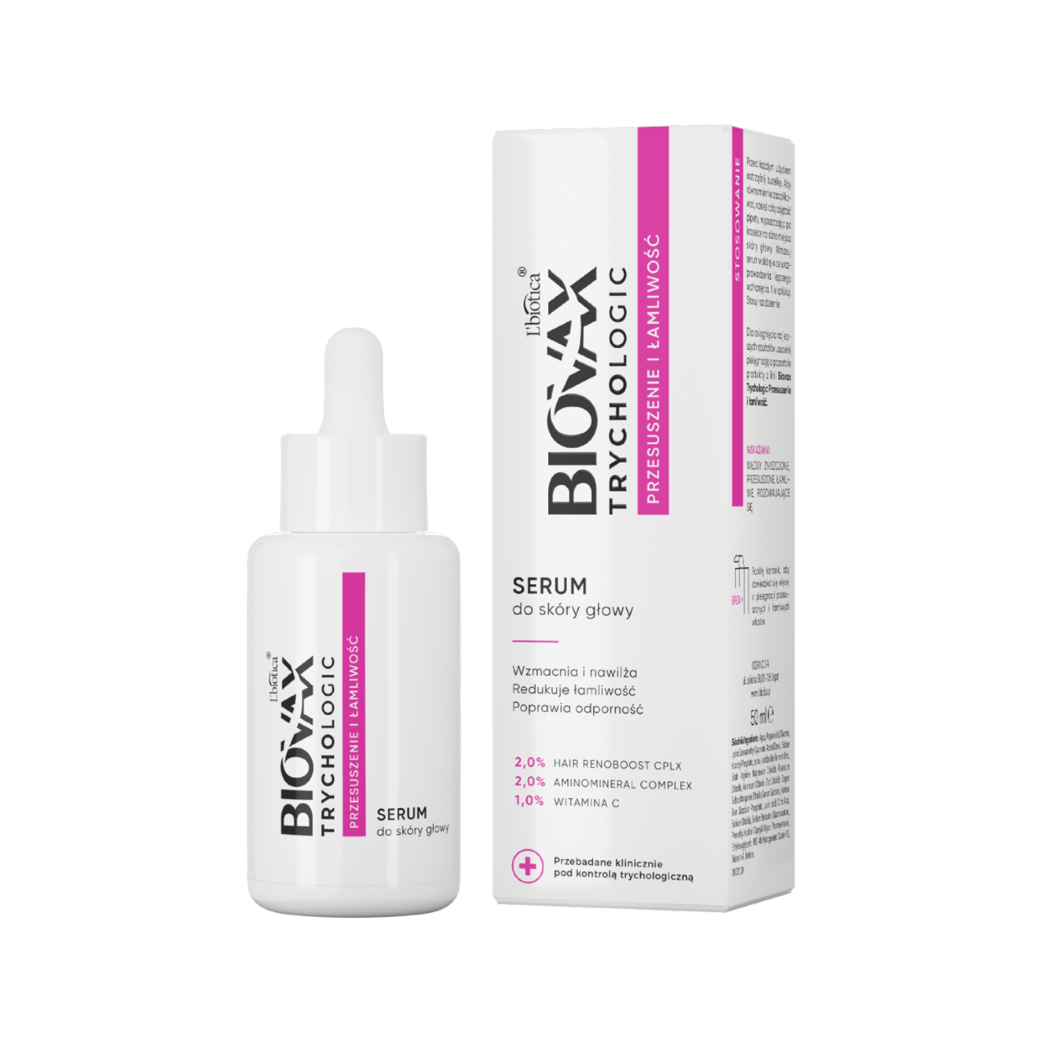 Biovax - trychologic przesuszenie i łamliwość, serum do skóry głowy, 50 ml