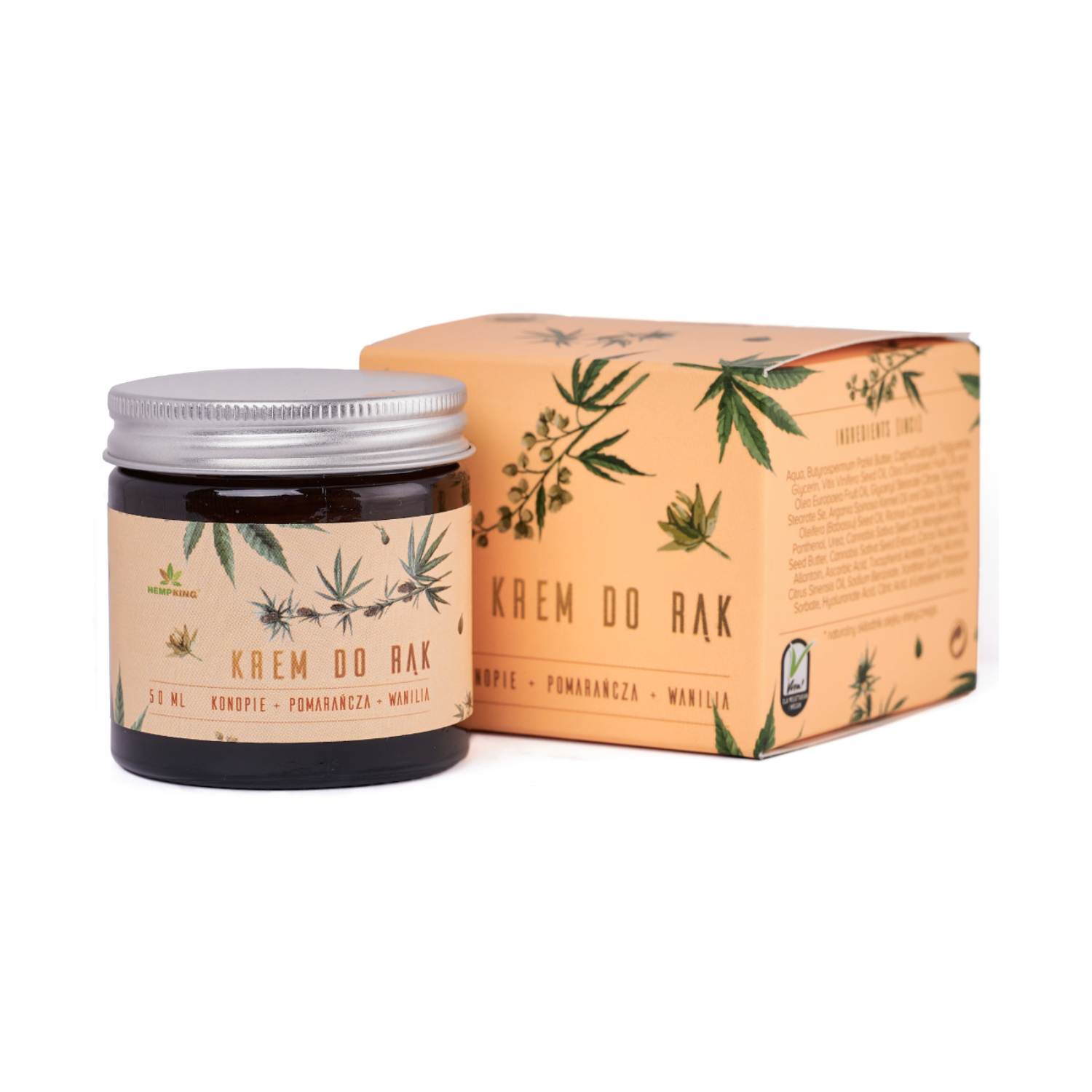 Hempking - konopny krem do rąk z cbd o zapachu wanilii i pomarańczy, 50 ml (data ważności: 31.10.2025)