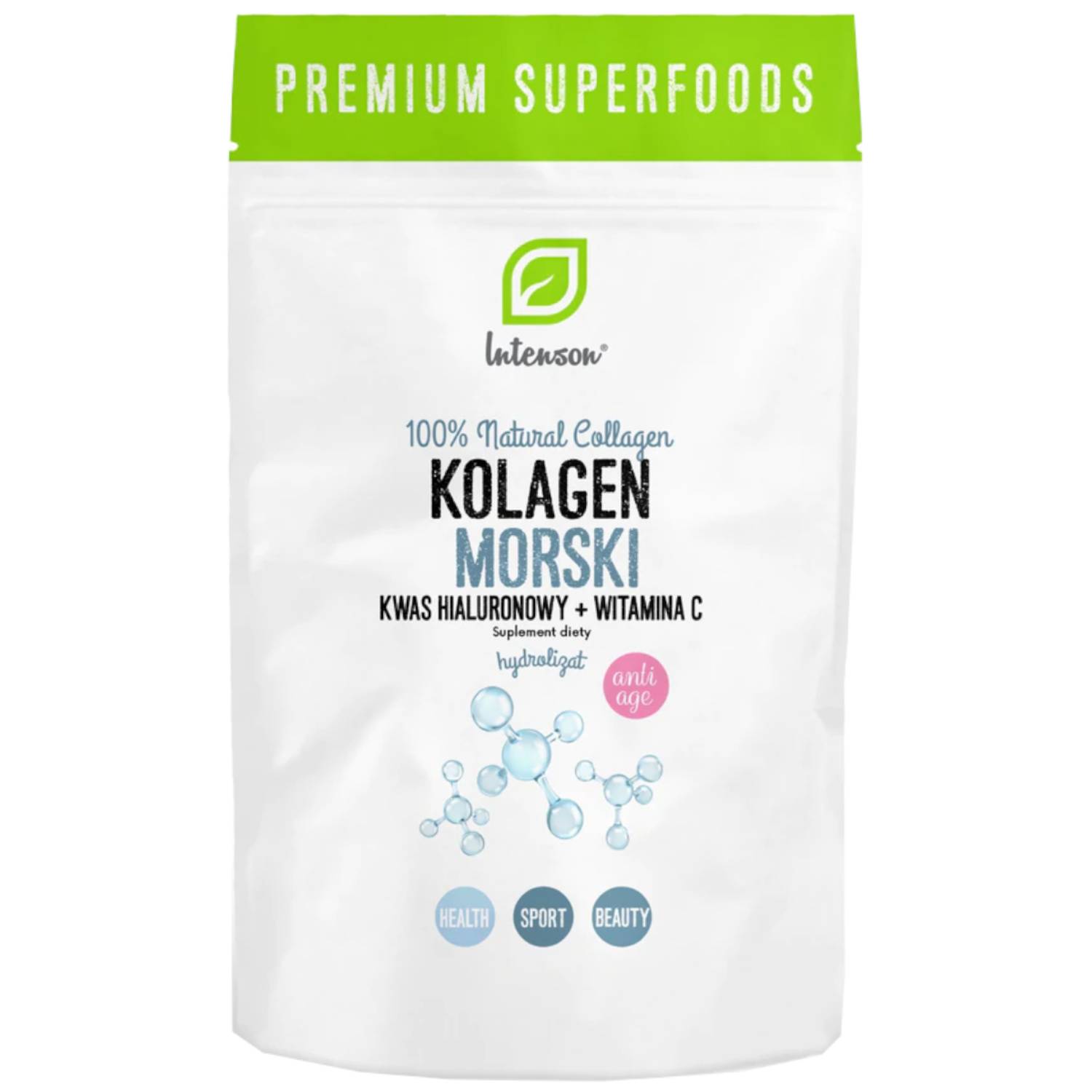 Intenson kolagen morski z witaminą c i kwasem hialuronowym, 60 g