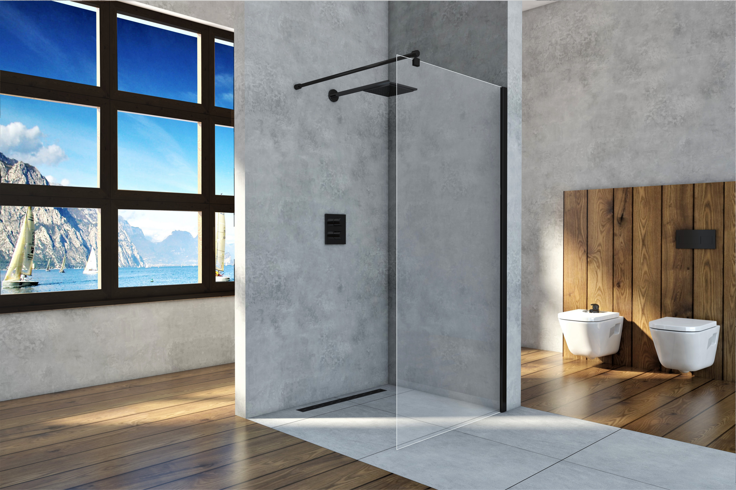 Sea-Horse Easy In ścianka prysznicowa Walk-In 120 cm czarny/szkło przezroczyste BKP251T12K