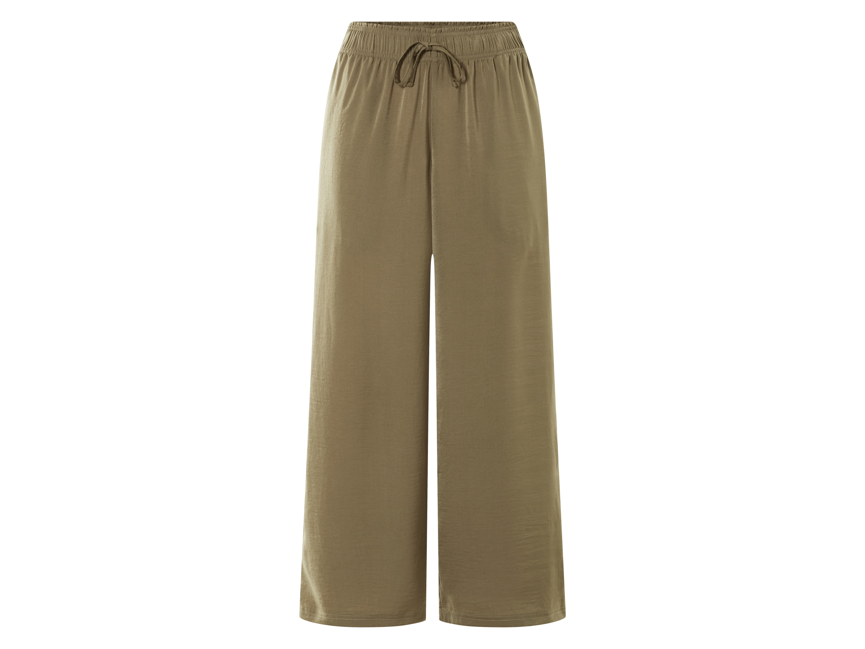 esmara Spodnie damskie (Khaki, L(44/46), satynowe, z szerokimi nogawkami, z kieszeniami, z elastycznym pasem
