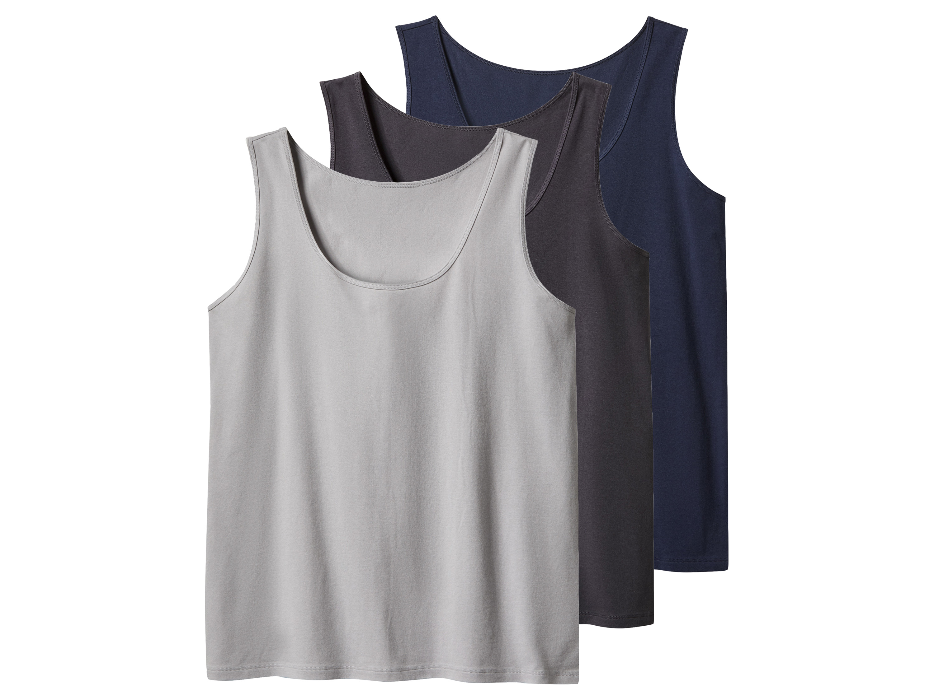 esmara Podkoszulki damskie z bawełną, 3 sztuki granatowy/ciemnoszary/jasnoszary, 3XL 56/58