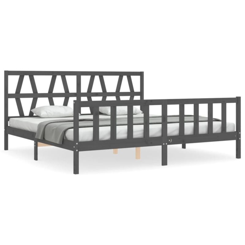 Łóżko drewniane WaszeMeble 200x200 cm szara WM-3192513 1 szt.