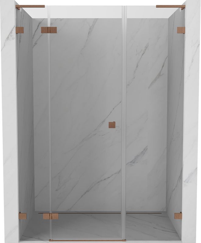 Drzwi prysznicowe uchylne Mexen Lunar L miedź szczotkowana 130 cm 1 szt.