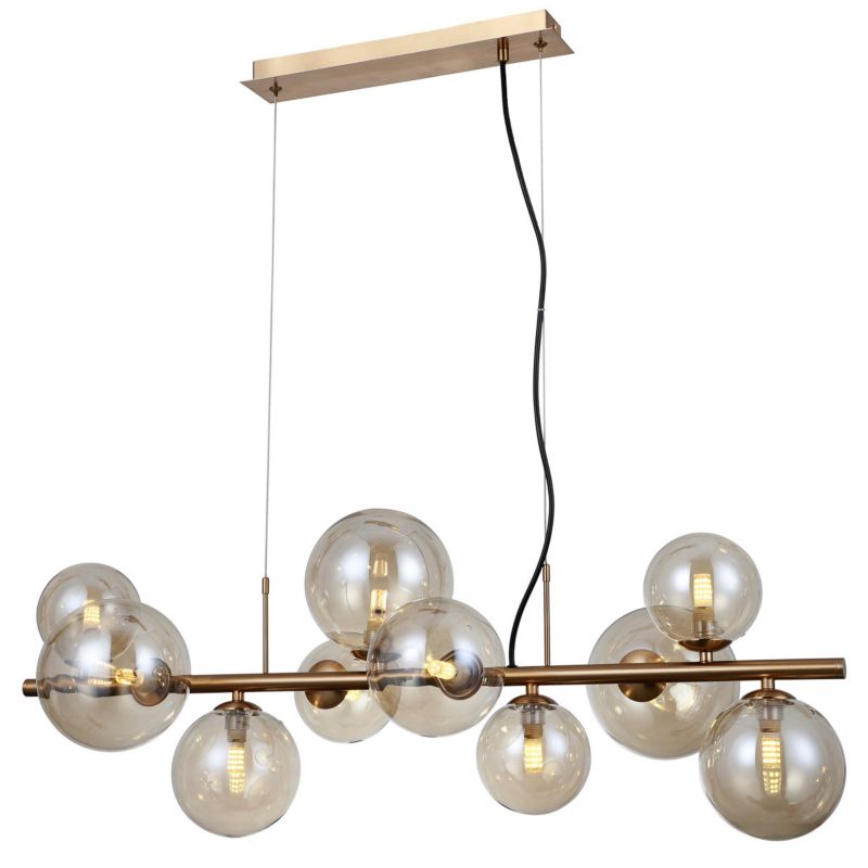 Żyrandol Italux Canello 4924 mosiądz miodowo-bursztynowy 86 cm szerokości 10xG9 x 5W 1 szt.