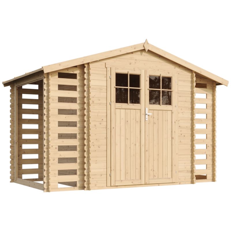 Drewniana szopa ogrodowa TIMBELA M391F 5,47 m² Szopa z drewutnią 1 szt.