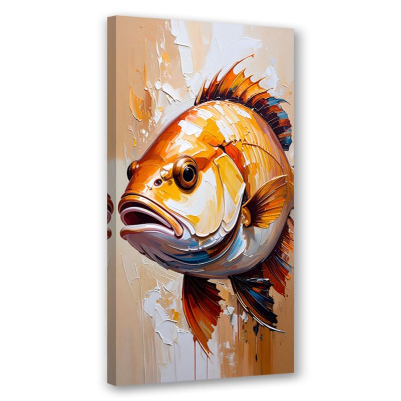 Obraz na płótnie do salonu kuchni restauracji Feeby Ryba imitacja farby 50x100cm 1szt