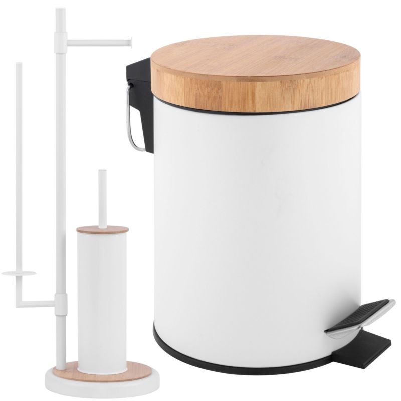 Komplet łazienkowy Yoka Home Kosz na śmieci oraz Stojak na papier toaletowy i szczotkę do WC - 1 szt.
