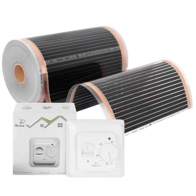 Zestaw folii grzewczej na podczerwień Mission Air Silver 160W 24m² szer.50cm +Aries biały 1 szt