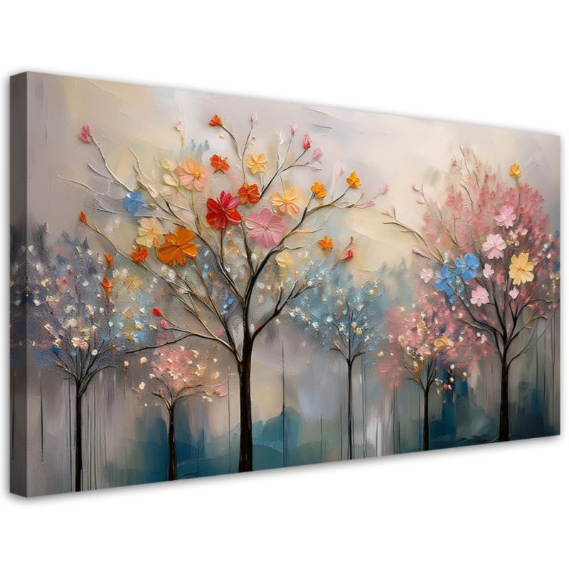 Obraz na płótnie Feeby Kwitnące Drzewa Kwiaty Malowane 80x40cm 1szt