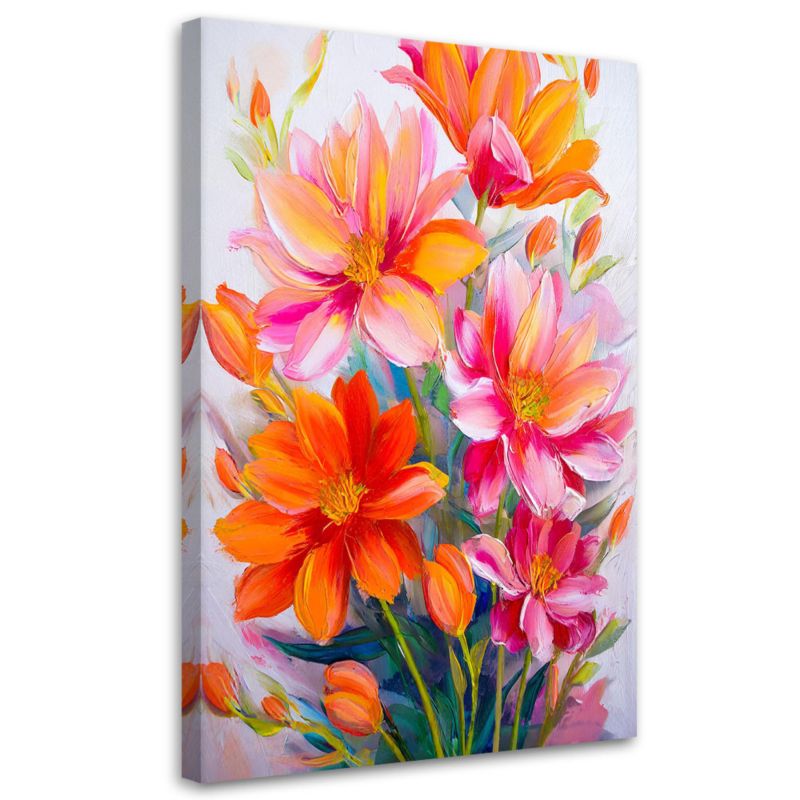 Obraz Feeby Kwiaty Akwarela Pomarańczowy Różowy 40x60cm 1szt