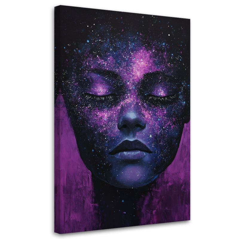 Obraz na płótnie Feeby Twarz Kobiety Fioletowa Abstrakcja 70x100cm 1szt