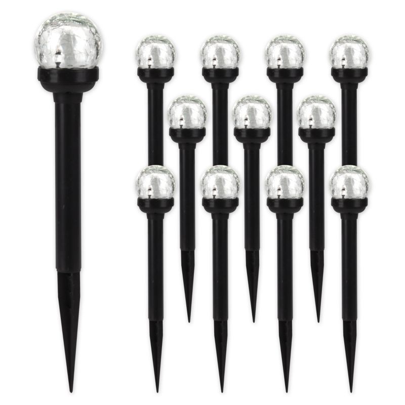 Lampa LED solarna wbijana MasterLED kula szklana 6cm 5500K IP44 czujnik zmierzchu 12 szt.