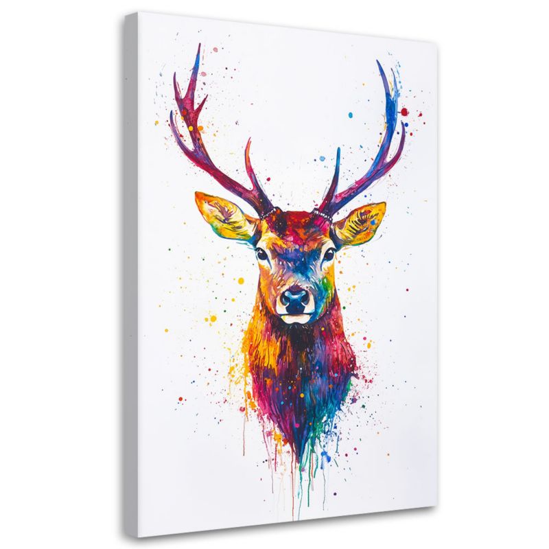 Obraz na płótnie Feeby Kolorowa Głowa Jelenia Zwierzęta 60x90cm 1szt