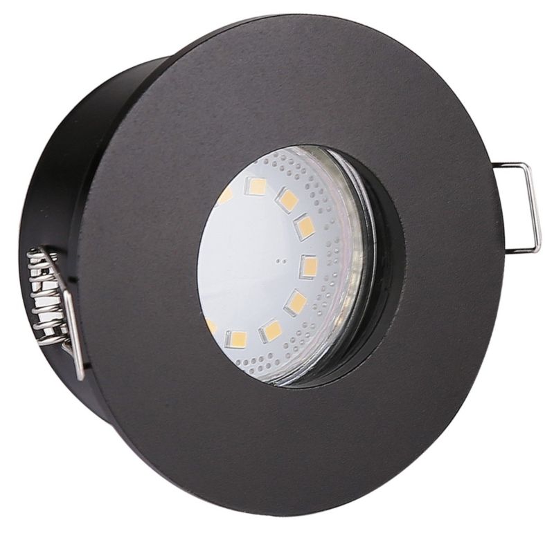 Oprawa sufitowa wpuszczana Candellux Sh łazienkowa czarna 1 x MR16 x 50W IP65 wym: 3,7 x 8,3 x 8,3 cm okrągła - 1 szt.