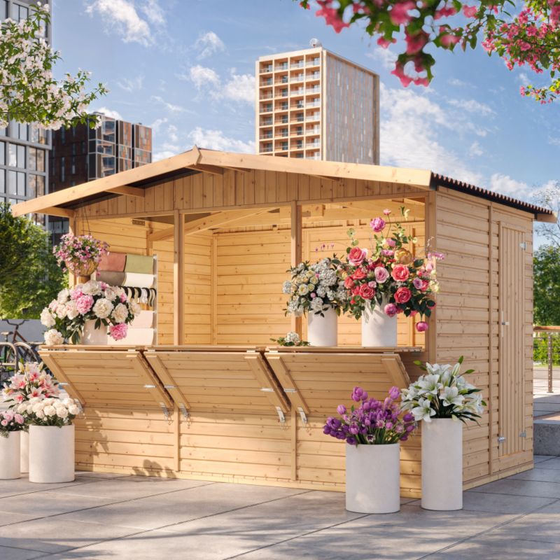 Drewniany pawilon-kiosk ogrodowy Timbela 6 m² M150A drewno naturalne, 3 okna, 1 szt.
