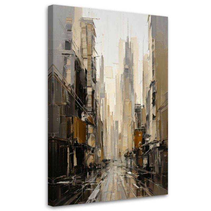 Obraz do salonu sypialni Feeby Miasto Ulica Obraz Minimalizm Beżowy 70x100cm 1szt