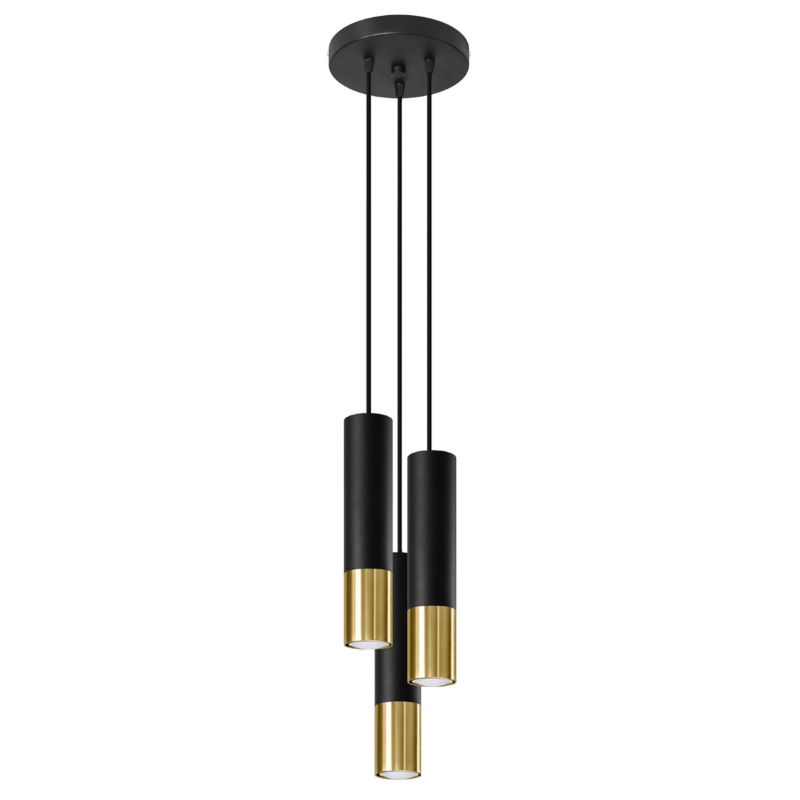 Lampa sufitowa wisząca Sollux Lighting Loopez 1783 czarna-złoto szerokość 29 cm 3xGU10 x 40W 1 szt.