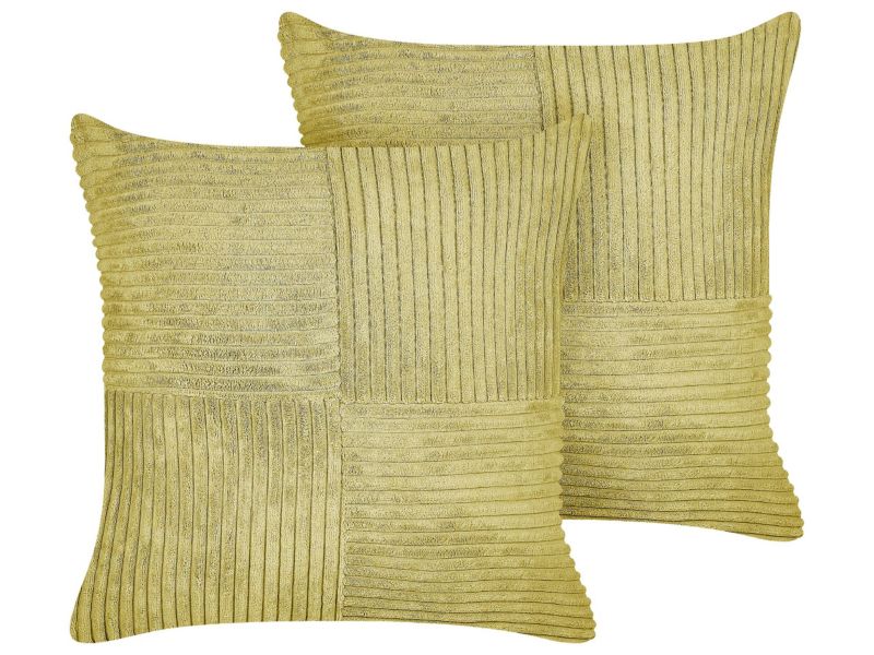 Zestaw 2 poduszek Jednolity Millet Sztruks 43 x 43 cm Oliwkowy 1 par.