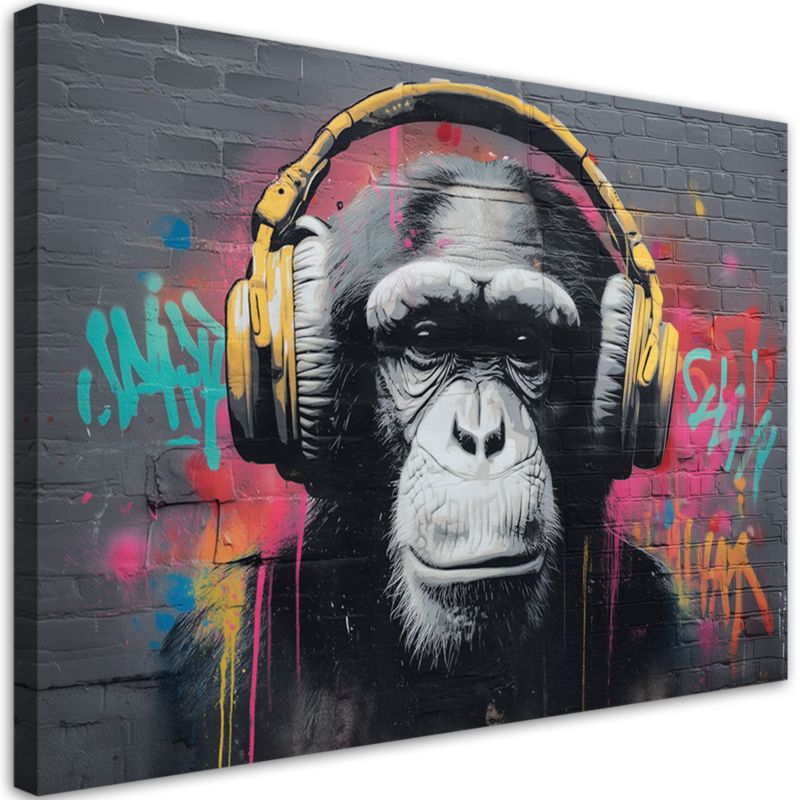 Obraz na płótnie Feeby Małpa DJ Muzyka Street Art 120x80cm 1szt