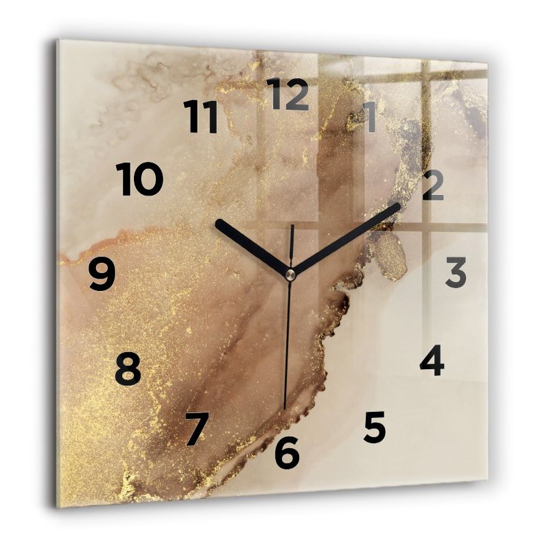 Zegar z czarnymi wskazówkami Wallfluent 60x60 cm Beżowa sztuka nowoczesna 1 szt.