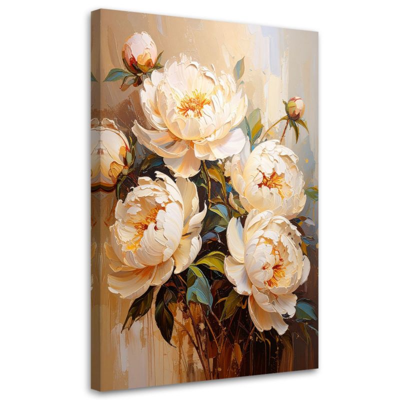 Obraz do salonu sypialni Feeby Piwonie Kremowe Kwiaty Bukiet 80x120cm 1szt