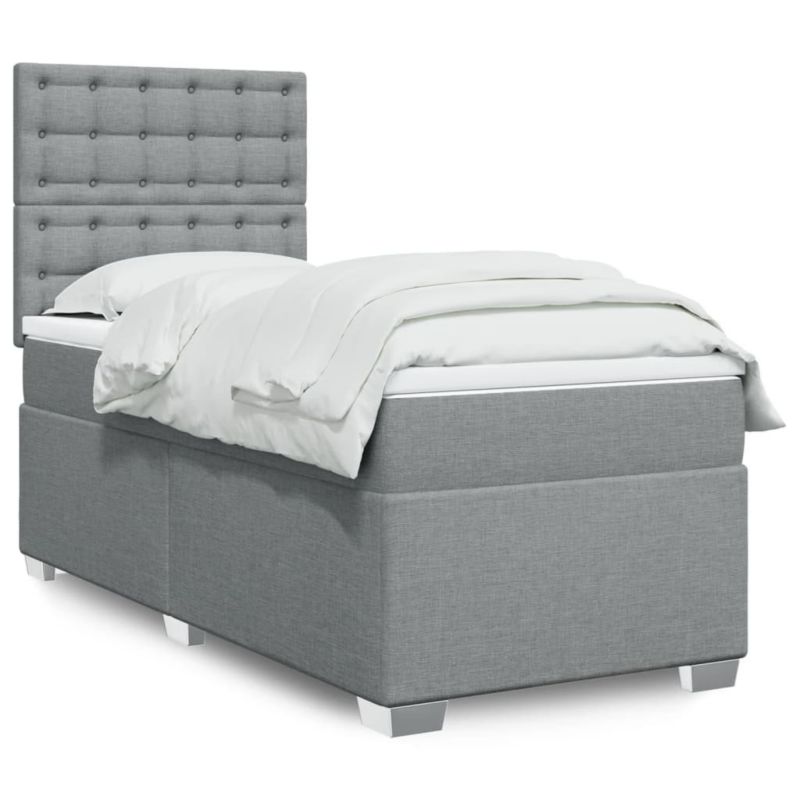 Łóżko kontynentalne WaszeMeble 100x200 cm jasnoszare WM-3290413 1 szt.