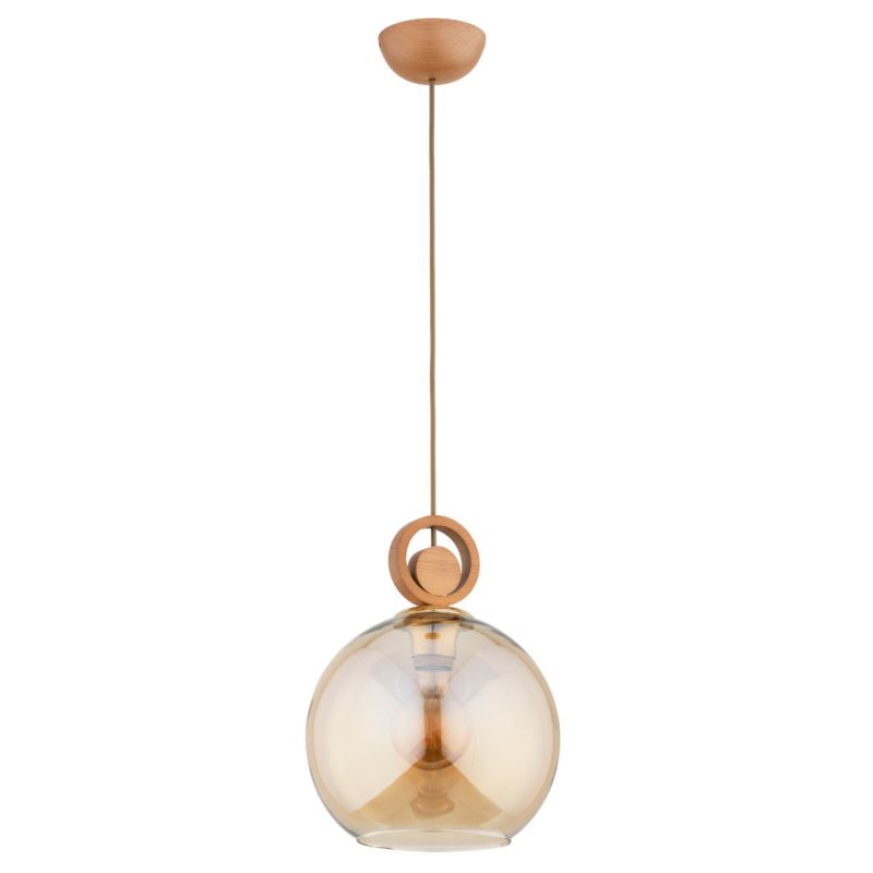Lampa wisząca Alfa Sara jasne drewno-bursztynowy wym: 105 x 25 x 25 cm 1xE27 x 15W 1 szt.
