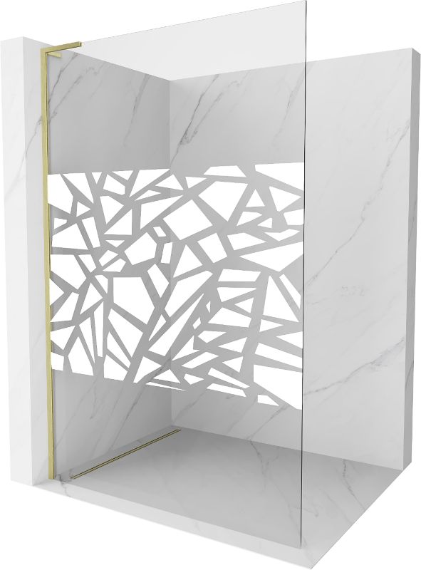 Ścianka prysznicowa walk-in Mexen Kioto L biały wzór złoty 80x200 cm 800-080-103-55-85 1 szt.