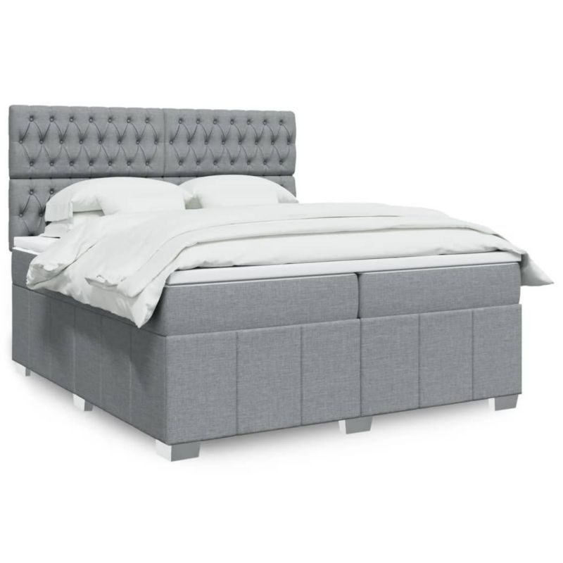 Łóżko kontynentalne WaszeMeble 200x200 cm jasnoszare WM-3294082 1 szt.